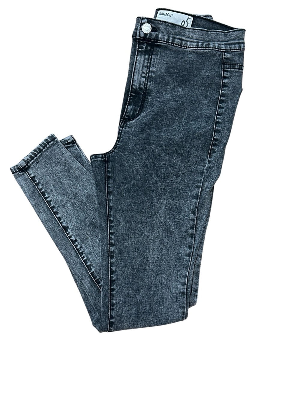 Garage Mid-Rise Skinny Black Acid Wash Jeggings - Picture 8 of 11